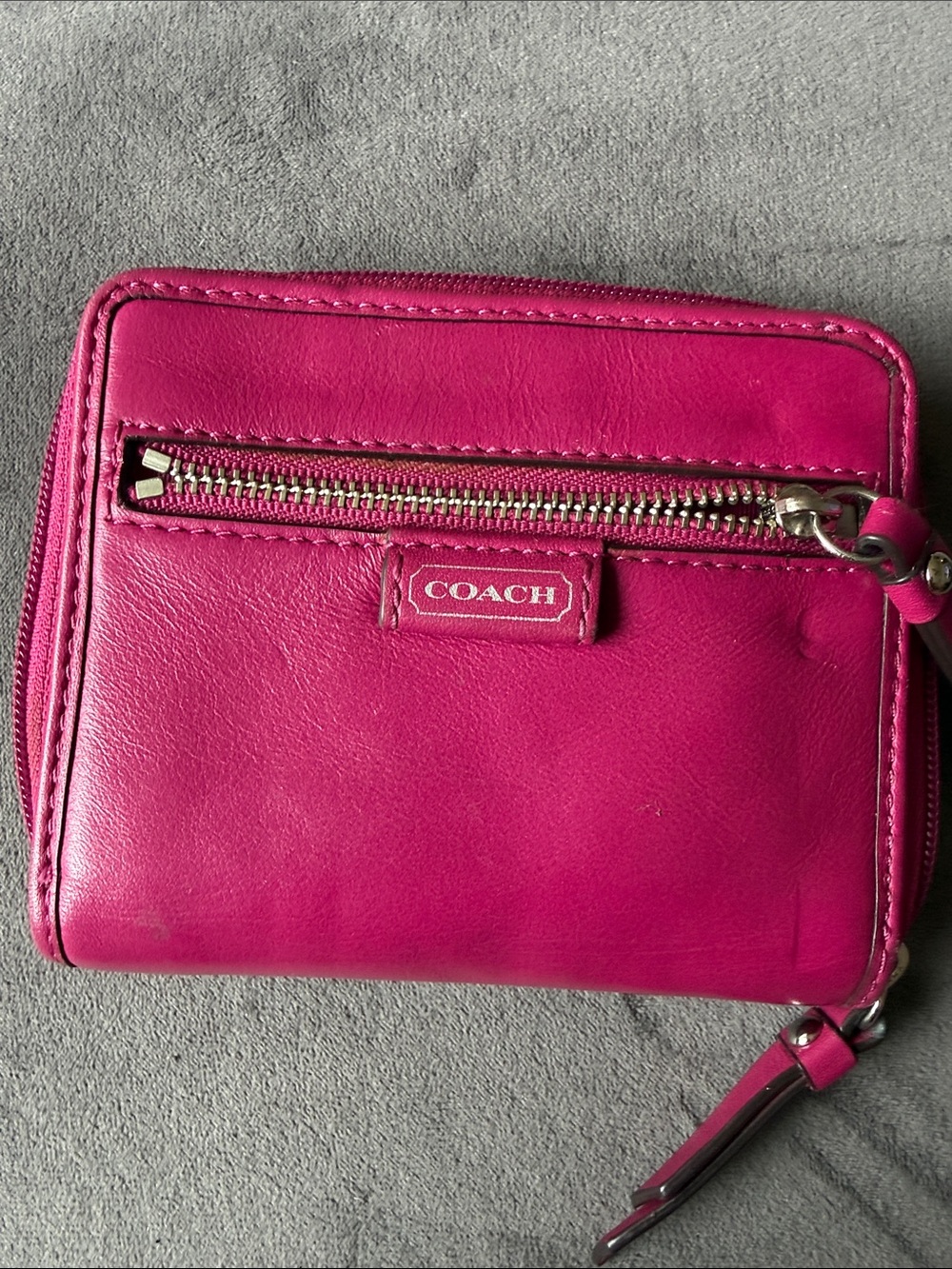 Coach Hot Pink Leather Zip-Around Wallet